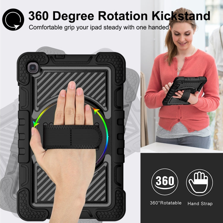 For Samsung Galaxy Tab A 8.4 2020 T307 360 Degree Rotation Contrast Color Shockproof Silicone + PC Case with Holder & Hand Grip Strap & Shoulder Strap(Black) - Tab A 8.4 (2020) by buy2fix | Online Shopping UK | buy2fix