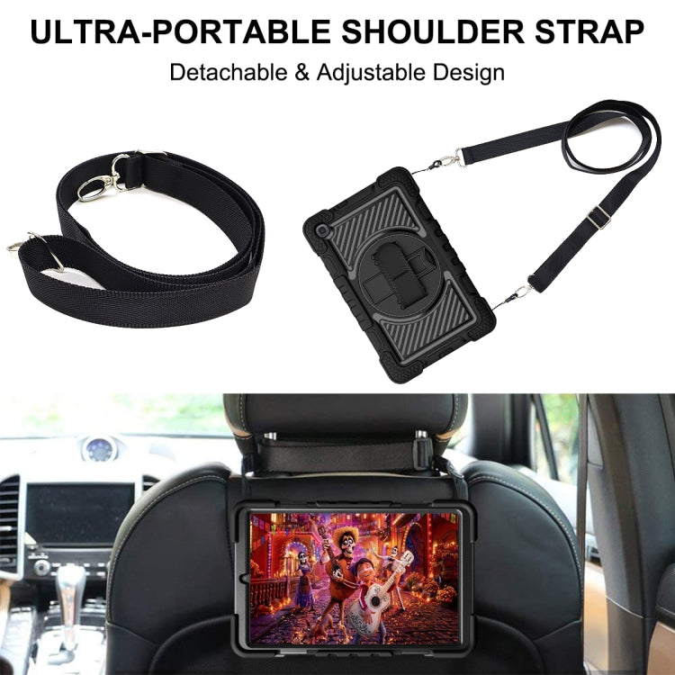 For Samsung Galaxy Tab A 8.4 2020 T307 360 Degree Rotation Contrast Color Shockproof Silicone + PC Case with Holder & Hand Grip Strap & Shoulder Strap(Black) - Tab A 8.4 (2020) by buy2fix | Online Shopping UK | buy2fix