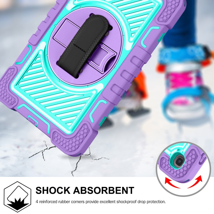 For Samsung Galaxy Tab A 8.4 2020 T307 360 Degree Rotation Contrast Color Shockproof Silicone + PC Case with Holder & Hand Grip Strap & Shoulder Strap(Purple + Mint Green) - Tab A 8.4 (2020) by buy2fix | Online Shopping UK | buy2fix