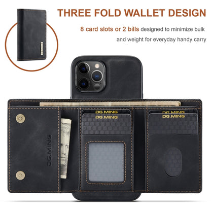 For iPhone 12 / 12 Pro DG.MING M1 Series 3-Fold Multi Card Wallet + Magnetic Back Cover Shockproof Case with Holder Function(Black) by DG.MING