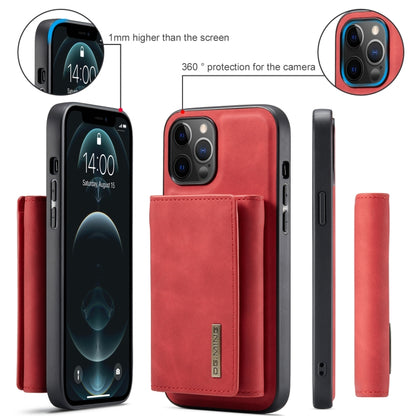 For iPhone 12 / 12 Pro DG.MING M1 Series 3-Fold Multi Card Wallet + Magnetic Back Cover Shockproof Case with Holder Function(Red) by DG.MING