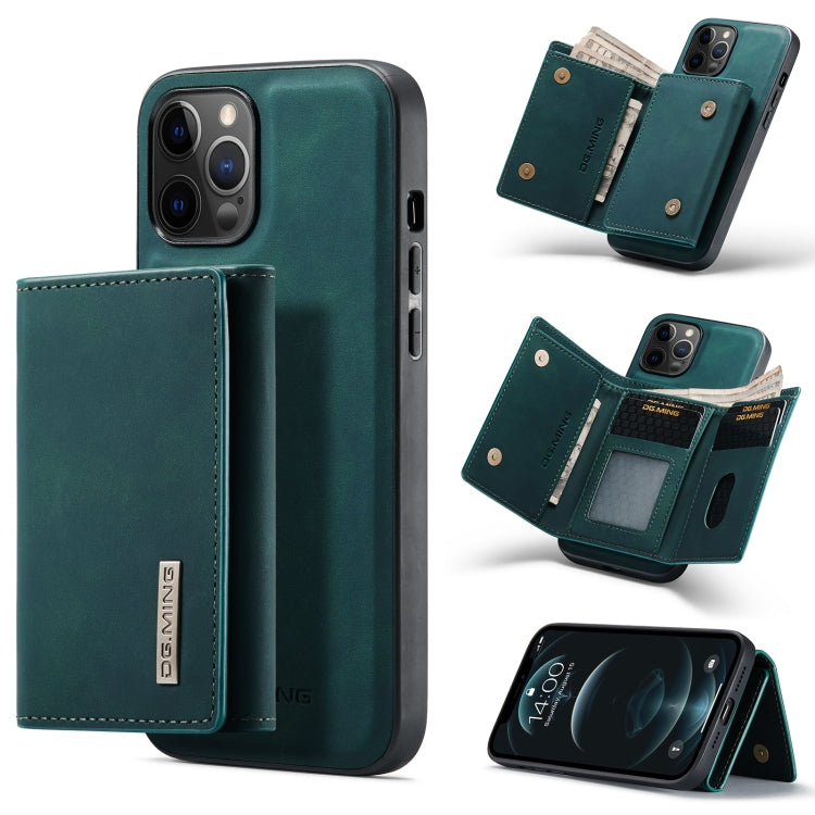 For iPhone 12 Pro Max DG.MING M1 Series 3-Fold Multi Card Wallet + Magnetic Back Cover Shockproof Case with Holder Function(Green) by DG.MING