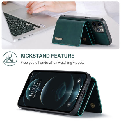 For iPhone 12 Pro Max DG.MING M1 Series 3-Fold Multi Card Wallet + Magnetic Back Cover Shockproof Case with Holder Function(Green) by DG.MING