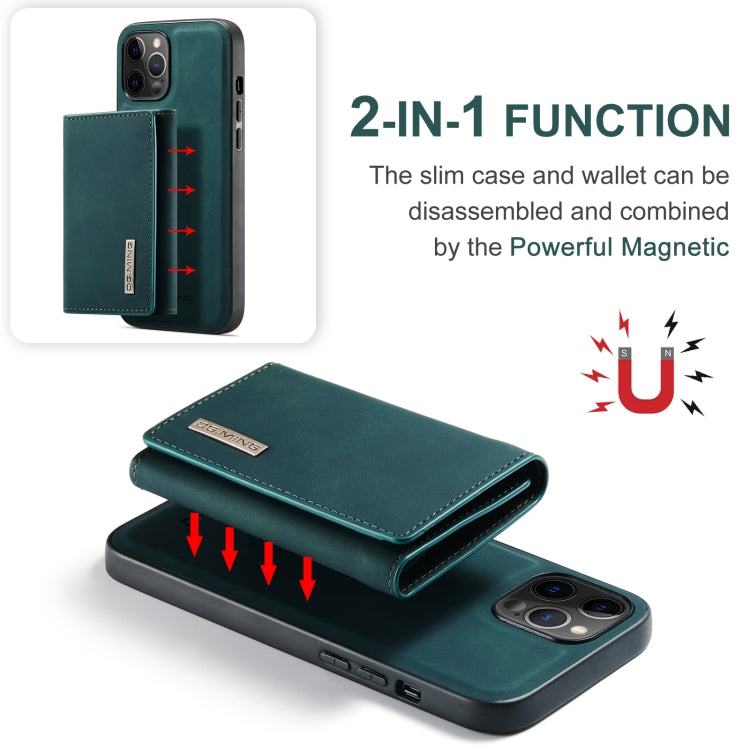 For iPhone 12 Pro Max DG.MING M1 Series 3-Fold Multi Card Wallet + Magnetic Back Cover Shockproof Case with Holder Function(Green) by DG.MING