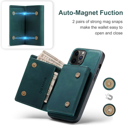 For iPhone 12 Pro Max DG.MING M1 Series 3-Fold Multi Card Wallet + Magnetic Back Cover Shockproof Case with Holder Function(Green) by DG.MING