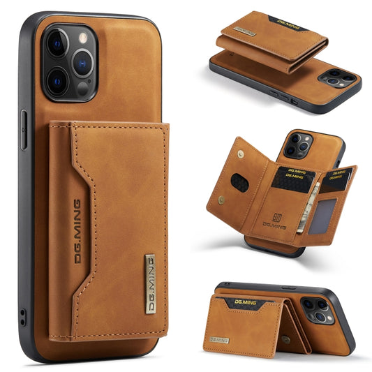 For iPhone 12 / 12 Pro DG.MING M2 Series 3-Fold Multi Card Bag + Magnetic Back Cover Shockproof Case with Wallet & Holder Function(Brown) by DG.MING