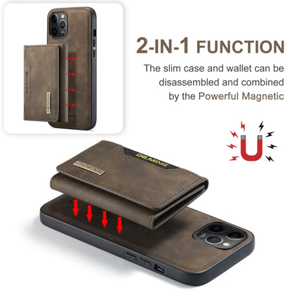 For iPhone 12 / 12 Pro DG.MING M2 Series 3-Fold Multi Card Bag + Magnetic Back Cover Shockproof Case with Wallet & Holder Function(Coffee) by DG.MING