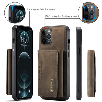 For iPhone 12 / 12 Pro DG.MING M2 Series 3-Fold Multi Card Bag + Magnetic Back Cover Shockproof Case with Wallet & Holder Function(Coffee) by DG.MING