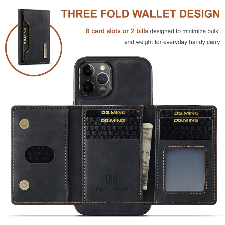 For iPhone 12 Pro Max DG.MING M2 Series 3-Fold Multi Card Bag + Magnetic Back Cover Shockproof Case with Wallet & Holder Function(Black) - iPhone 12 Pro Max Cases by DG.MING | Online Shopping UK | buy2fix