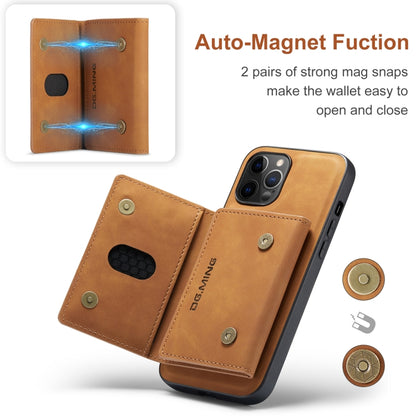 For iPhone 12 Pro Max DG.MING M2 Series 3-Fold Multi Card Bag + Magnetic Back Cover Shockproof Case with Wallet & Holder Function(Brown) by DG.MING