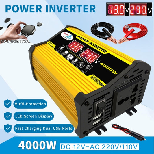 Legend II Generation 12V to 110V 4000W Modified Square Wave Car Power Inverter(Yellow) by buy2fix