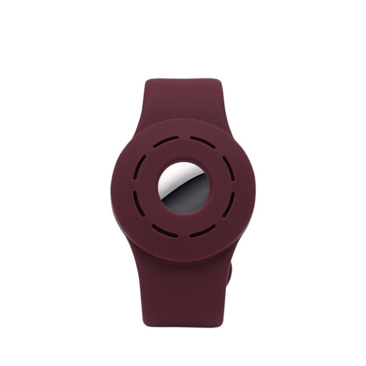 Anti-scratch Shockproof Silicone Bracelet Strap Protective Cover Case For AirTag(Wine Red) -  by buy2fix | Online Shopping UK | buy2fix