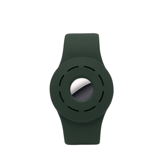 Anti-scratch Shockproof Silicone Bracelet Strap Protective Cover Case For AirTag 2nd Gen / AirTag 1st Gen(Deep Green)