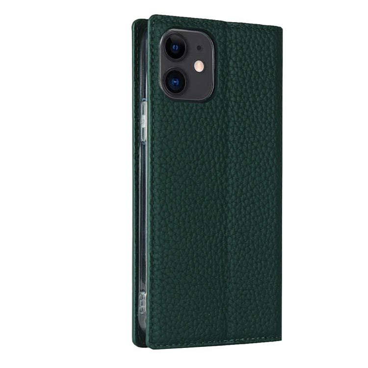 For iPhone 12 mini Litchi Genuine Leather Phone Case (Green) - iPhone 12 mini Cases by buy2fix | Online Shopping UK | buy2fix