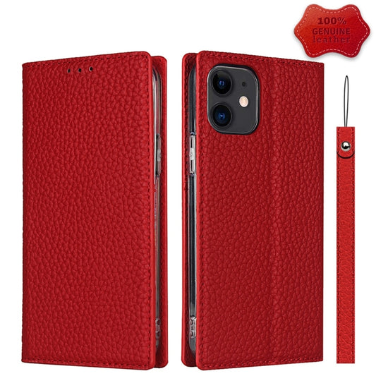 For iPhone 12 mini Litchi Genuine Leather Phone Case (Red) - iPhone 12 mini Cases by buy2fix | Online Shopping UK | buy2fix