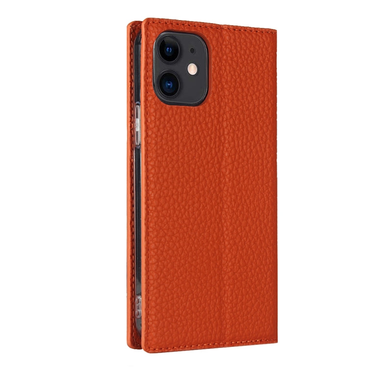 For iPhone 12 mini Litchi Genuine Leather Phone Case (Orange) - iPhone 12 mini Cases by buy2fix | Online Shopping UK | buy2fix