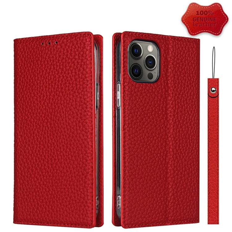 For iPhone 12 Pro Max Litchi Genuine Leather Phone Case(Red) - iPhone 12 Pro Max Cases by buy2fix | Online Shopping UK | buy2fix