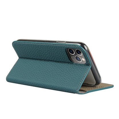 For iPhone 11 Pro Max Litchi Genuine Leather Phone Case (Sky Blue) - iPhone 11 Pro Max Cases by buy2fix | Online Shopping UK | buy2fix