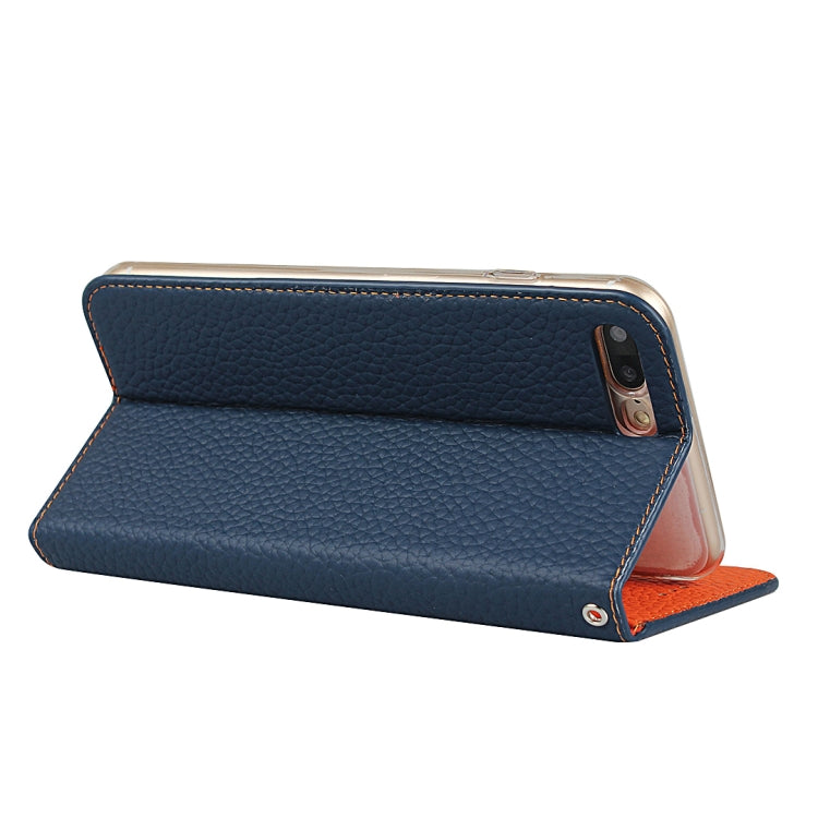 Litchi Genuine Leather Phone Case For iPhone 7 Plus / 8 Plus(Dark Blue) - More iPhone Cases by buy2fix | Online Shopping UK | buy2fix