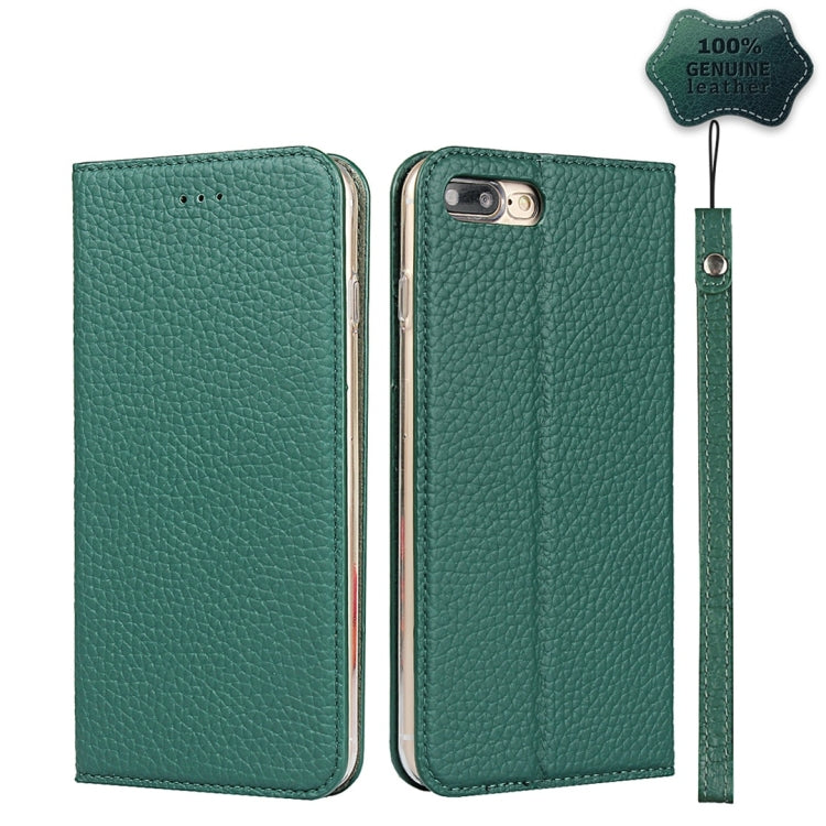 Litchi Genuine Leather Phone Case For iPhone 7 Plus / 8 Plus(Green) - More iPhone Cases by buy2fix | Online Shopping UK | buy2fix