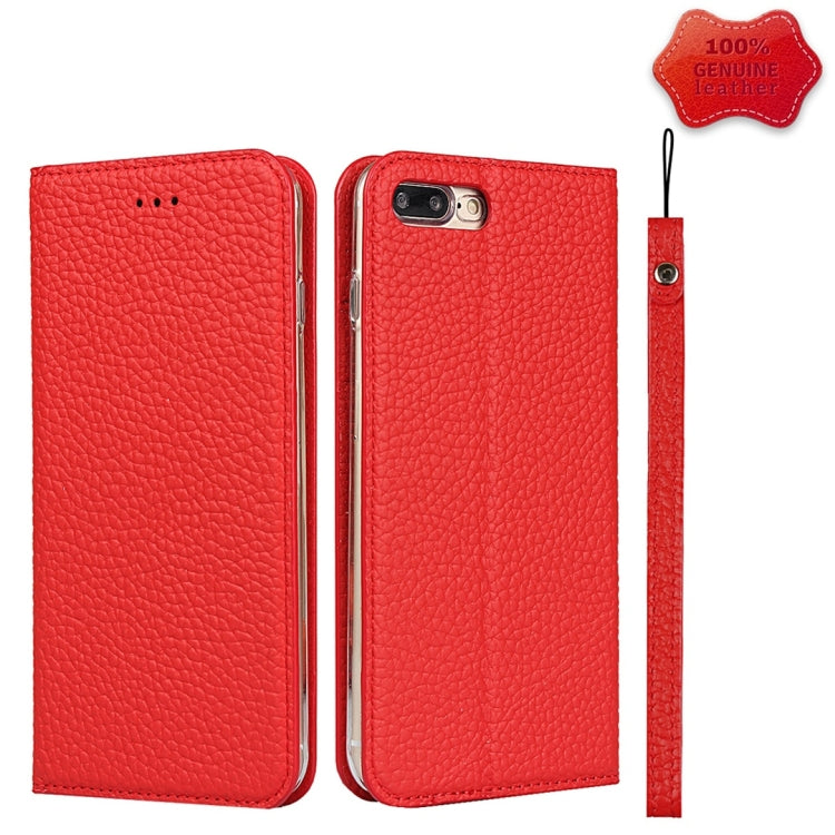 Litchi Genuine Leather Phone Case For iPhone 7 Plus / 8 Plus(Red) - More iPhone Cases by buy2fix | Online Shopping UK | buy2fix