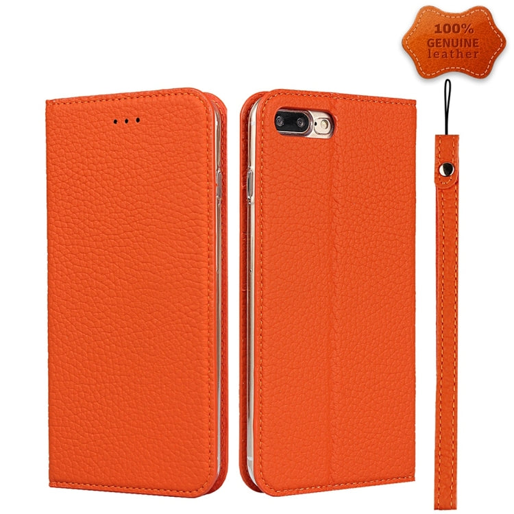 Litchi Genuine Leather Phone Case For iPhone 7 Plus / 8 Plus(Orange) - More iPhone Cases by buy2fix | Online Shopping UK | buy2fix
