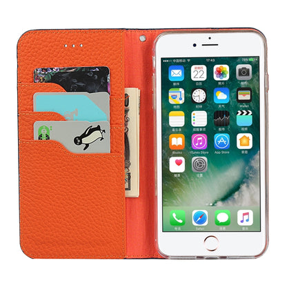 Litchi Genuine Leather Phone Case For iPhone 7 Plus / 8 Plus(Orange) - More iPhone Cases by buy2fix | Online Shopping UK | buy2fix