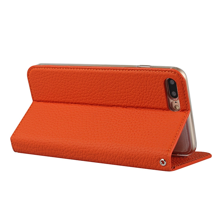 Litchi Genuine Leather Phone Case For iPhone 7 Plus / 8 Plus(Orange) - More iPhone Cases by buy2fix | Online Shopping UK | buy2fix