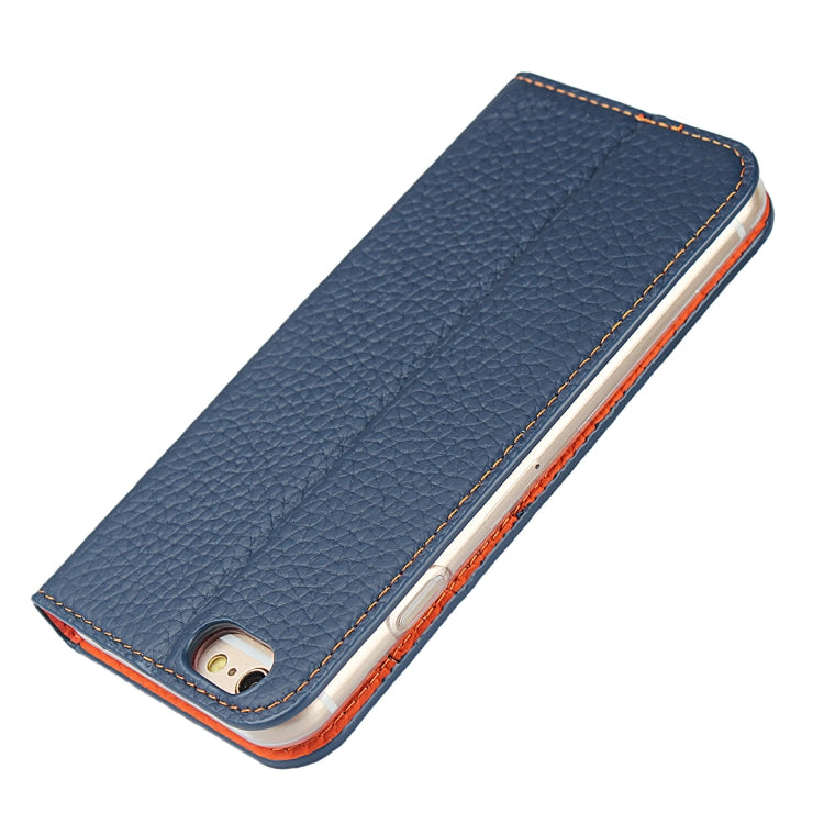 Litchi Genuine Leather Phone Case For iPhone 6 Plus & 6s Plus(Dark Blue) - More iPhone Cases by buy2fix | Online Shopping UK | buy2fix