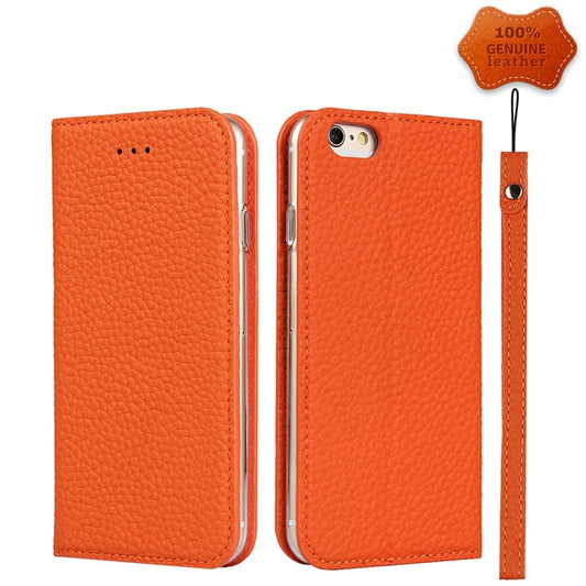 Litchi Genuine Leather Phone Case For iPhone 6 Plus & 6s Plus(Orange) - More iPhone Cases by buy2fix | Online Shopping UK | buy2fix