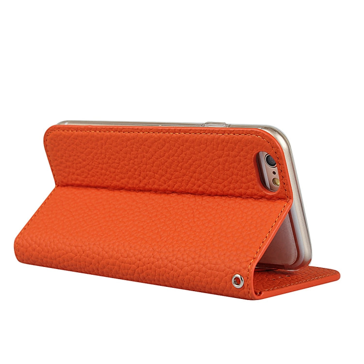 Litchi Genuine Leather Phone Case For iPhone 6 Plus & 6s Plus(Orange) - More iPhone Cases by buy2fix | Online Shopping UK | buy2fix