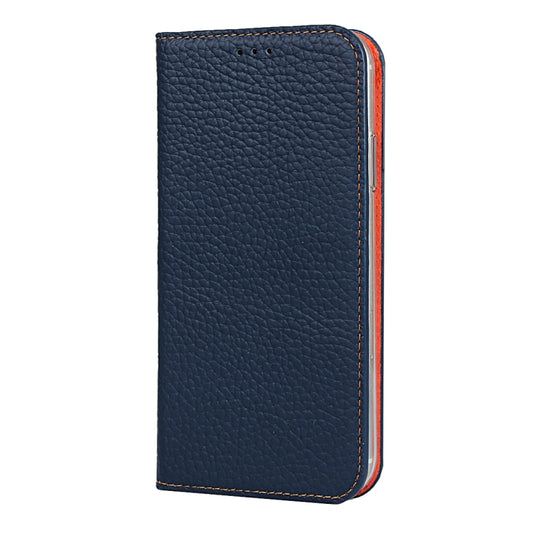 For iPhone XR Litchi Genuine Leather Phone Case(Dark Blue) - More iPhone Cases by buy2fix | Online Shopping UK | buy2fix