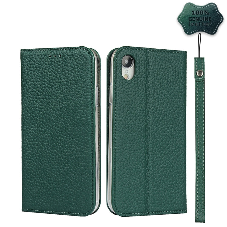 For iPhone XR Litchi Genuine Leather Phone Case(Green) - More iPhone Cases by buy2fix | Online Shopping UK | buy2fix