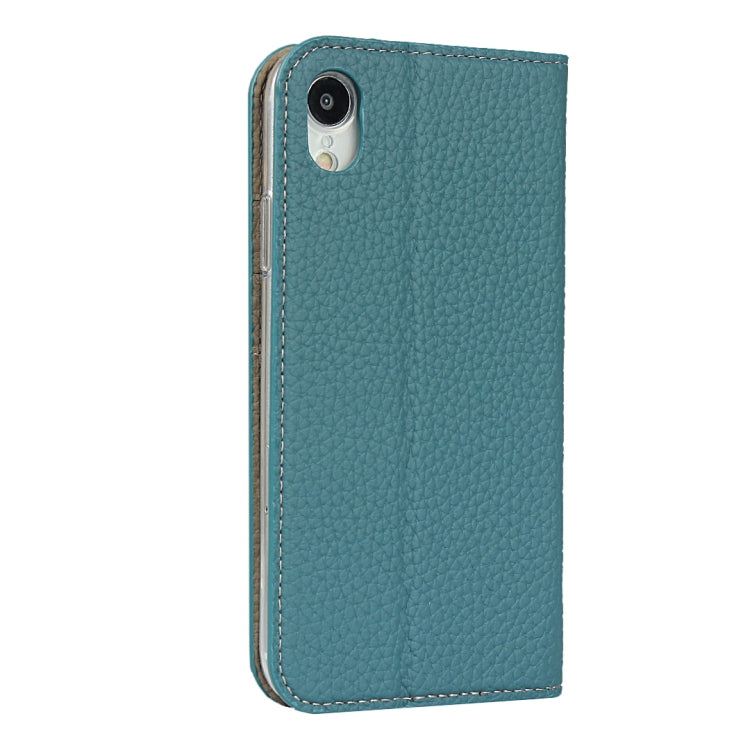 For iPhone XR Litchi Genuine Leather Phone Case(Sky Blue) - More iPhone Cases by buy2fix | Online Shopping UK | buy2fix