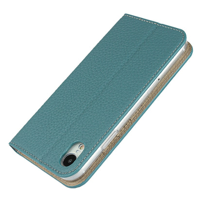 For iPhone XR Litchi Genuine Leather Phone Case(Sky Blue) - More iPhone Cases by buy2fix | Online Shopping UK | buy2fix