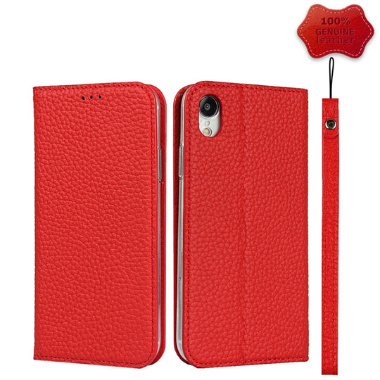 For iPhone XR Litchi Genuine Leather Phone Case(Red)