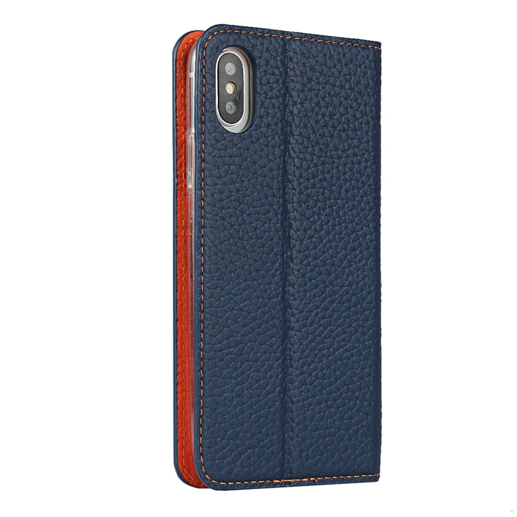 For iPhone XS Max Litchi Genuine Leather Phone Case(Dark Blue) - More iPhone Cases by buy2fix | Online Shopping UK | buy2fix