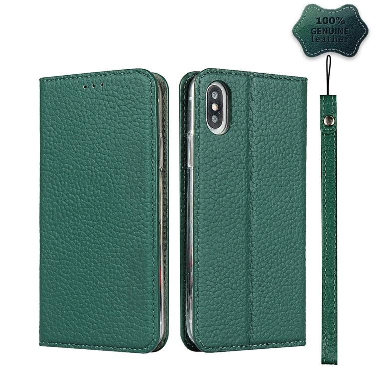 For iPhone XS Max Litchi Genuine Leather Phone Case(Green) - More iPhone Cases by buy2fix | Online Shopping UK | buy2fix