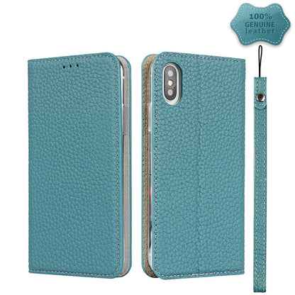 For iPhone XS Max Litchi Genuine Leather Phone Case(Sky Blue) - More iPhone Cases by buy2fix | Online Shopping UK | buy2fix
