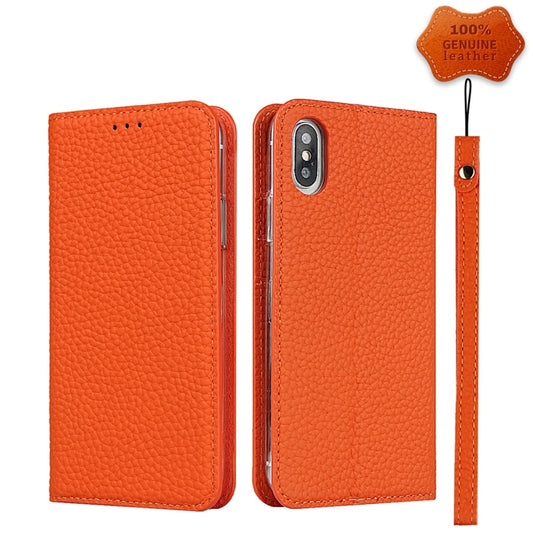 For iPhone XS Max Litchi Genuine Leather Phone Case(Orange) - More iPhone Cases by buy2fix | Online Shopping UK | buy2fix