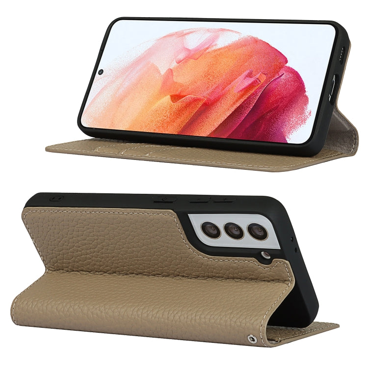 For Samsung Galaxy S21 5G Litchi Genuine Leather Phone Case(Gold) - Galaxy S21+ 5G Cases by buy2fix | Online Shopping UK | buy2fix