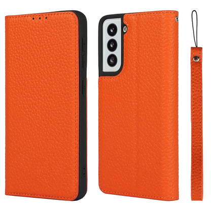 For Samsung Galaxy S21 5G Litchi Genuine Leather Phone Case(Orange) - Galaxy S21+ 5G Cases by buy2fix | Online Shopping UK | buy2fix
