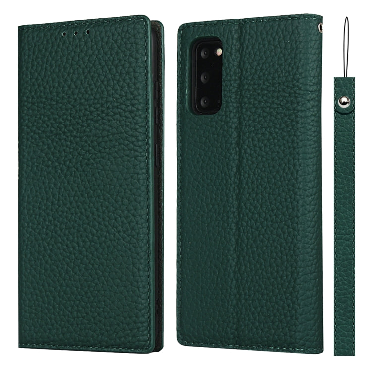 For Samsung Galaxy S20 Litchi Genuine Leather Phone Case(Green) - Galaxy Phone Cases by buy2fix | Online Shopping UK | buy2fix