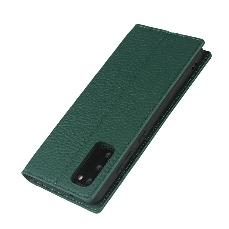 For Samsung Galaxy S20 Litchi Genuine Leather Phone Case(Green) - Galaxy Phone Cases by buy2fix | Online Shopping UK | buy2fix