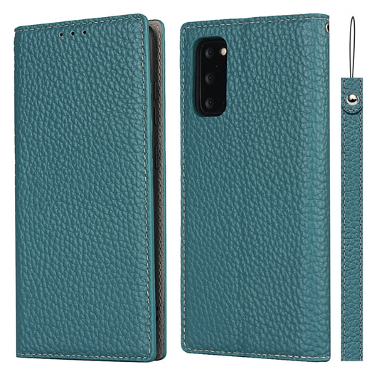 For Samsung Galaxy S20Litchi Genuine Leather Phone Case(Sky Blue) - Galaxy Phone Cases by buy2fix | Online Shopping UK | buy2fix