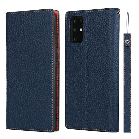 For Samsung Galaxy S20 Plus Litchi Genuine Leather Phone Case(Dark Blue) - Galaxy Phone Cases by buy2fix | Online Shopping UK | buy2fix