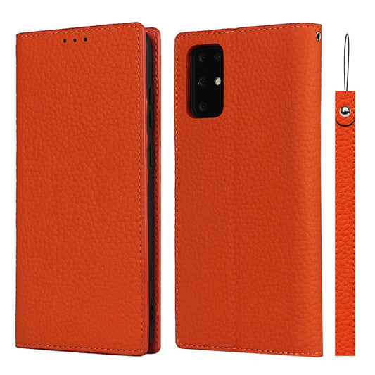 For Samsung Galaxy S20 Plus Litchi Genuine Leather Phone Case(Orange) - Galaxy Phone Cases by buy2fix | Online Shopping UK | buy2fix