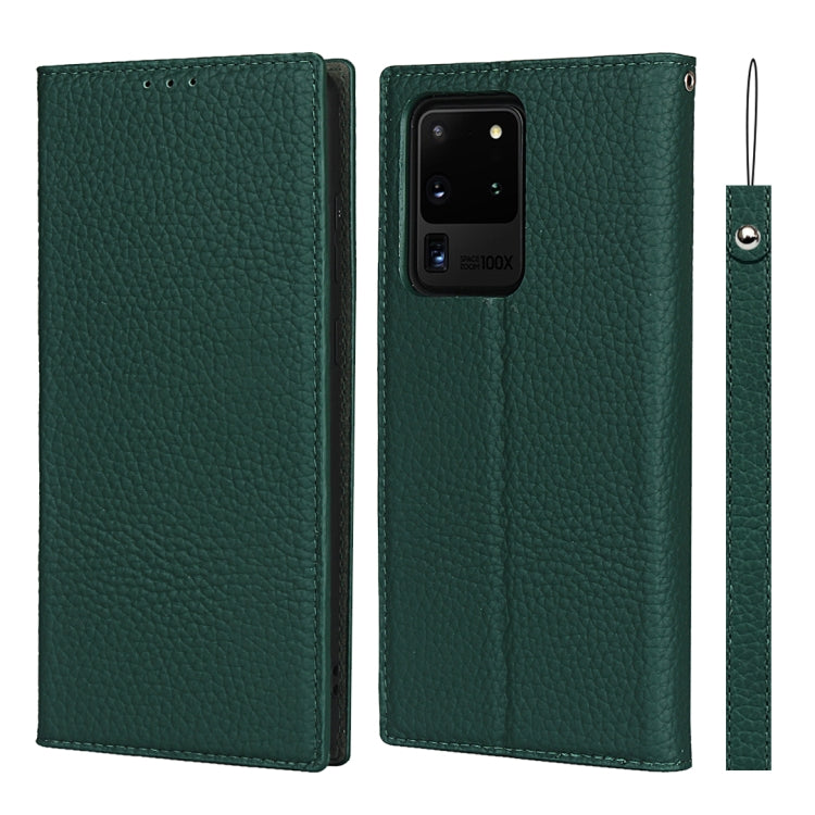 For Samsung Galaxy S20 Ultra Litchi Genuine Leather Phone Case(Green) - Galaxy Phone Cases by buy2fix | Online Shopping UK | buy2fix