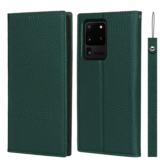 For Samsung Galaxy S20 Ultra Litchi Genuine Leather Phone Case(Green) - Galaxy Phone Cases by buy2fix | Online Shopping UK | buy2fix
