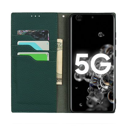 For Samsung Galaxy S20 Ultra Litchi Genuine Leather Phone Case(Green) - Galaxy Phone Cases by buy2fix | Online Shopping UK | buy2fix